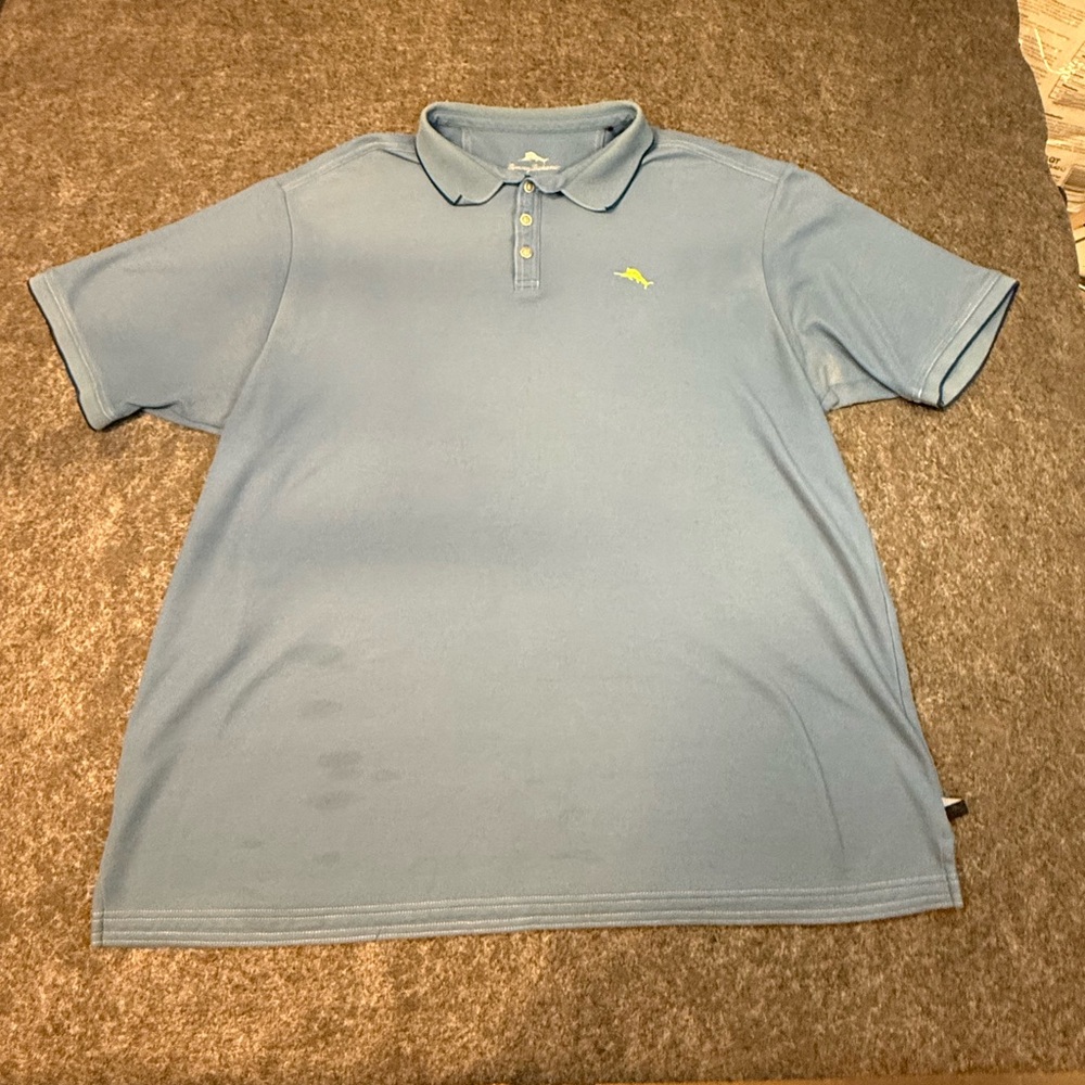 Tommy Bahama Polo Shirt Mens XXL 2XL Blue Modal Blend Short Sleeve Adult